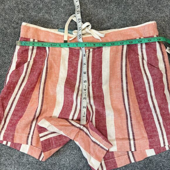 Old Navy Short Womens 8 Multi Linen Blend Drawstring Mid Rise Pockets Stripe - Picture 8 of 12
